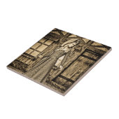 Sepia-Mittelalterprinzessin-Renaissancekunst Fliese (Seite)