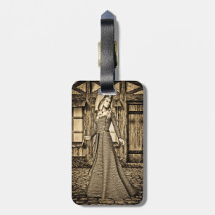 Sepia-Mittelalterprinzessin-Renaissancekunst Gepäckanhänger