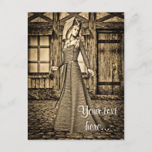 Sepia-Mittelalterprinzessin-Renaissancekunst Postkarte