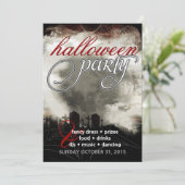 Sepia Moon Friedhof Dreams Halloween-Party Einladu Einladung (Stehend Vorderseite)