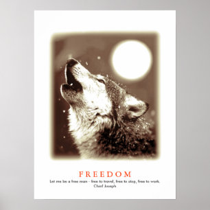 Sepia Motivierend Wolf Howls Print Poster