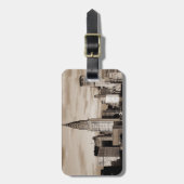 Sepia New York City Ink Sketch Gepäckanhänger (Vorderseite vertikal)