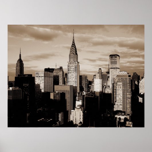 Sepia New York City Ink Sketch Poster (Vorne)