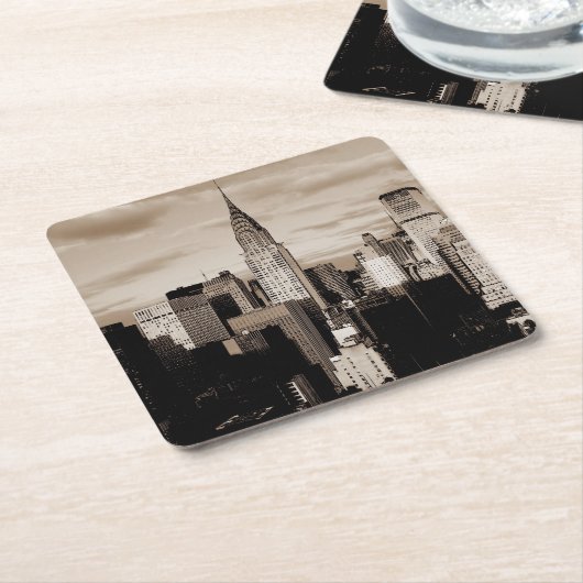 Sepia New York City Ink Sketch Rechteckiger Pappuntersetzer (angewinkelt)