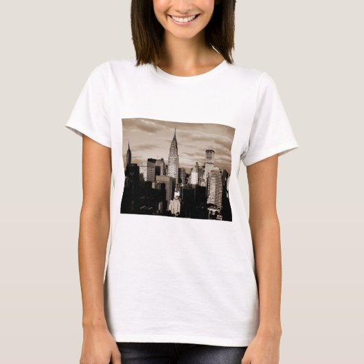 Sepia New York City Ink Sketch T-Shirt (Vorderseite)