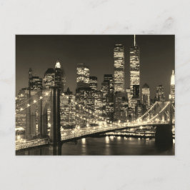 Sepia New York City Night Postkarte