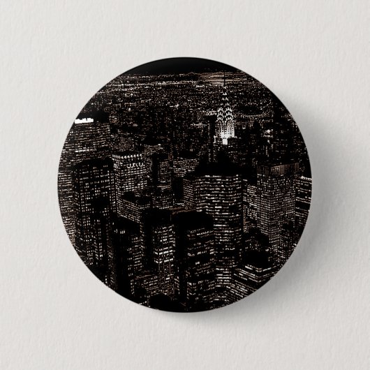 Sepia New York City Night Skyline Button (Vorderseite)