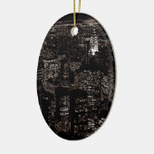 Sepia New York City Night Skyline Keramikornament (Links)