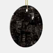 Sepia New York City Night Skyline Keramikornament (Rechts)