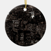 Sepia New York City Night Skyline Keramikornament (Vorne)