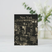 Sepia New York City Night Skyline Postkarte (Stehend Vorderseite)