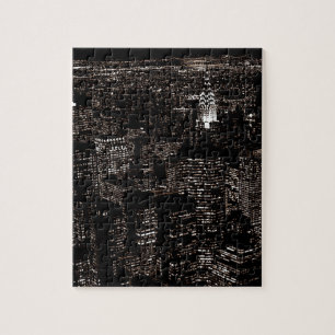 Sepia New York City Night Skyline Puzzle