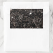 Sepia New York City Night Skyline Rechteckiger Aufkleber (Tasche)