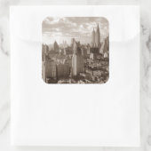 Sepia New York City Quadratischer Aufkleber (Tasche)