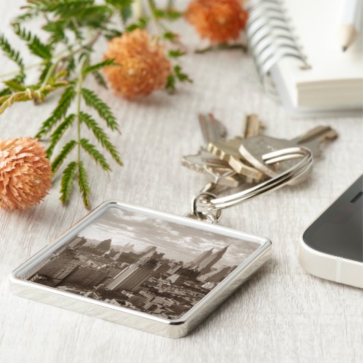 Sepia New York City Schlüsselanhänger (Seite)