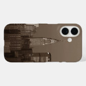 Sepia New York City Skyline Case-Mate iPhone Hülle (Rückseite (Horizontal))
