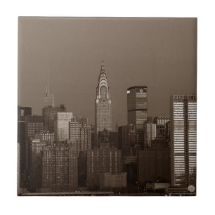 Sepia New York City Skyline Fliese