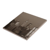 Sepia New York City Skyline Fliese (Seite)