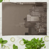 Sepia New York City Skyline Geschirrtuch (Gefaltet)