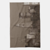 Sepia New York City Skyline Geschirrtuch (Vertikal)