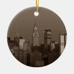 Sepia New York City Skyline Keramik Ornament