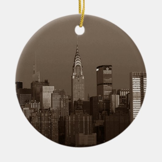 Sepia New York City Skyline Keramik Ornament (Vorne)