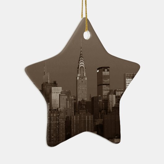 Sepia New York City Skyline Keramik Ornament (Rechts)