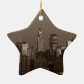 Sepia New York City Skyline Keramik Ornament (Vorne)