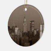 Sepia New York City Skyline Keramik Ornament (Links)