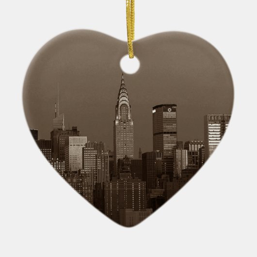 Sepia New York City Skyline Keramikornament (Vorne)