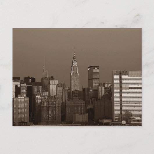 Sepia New York City Skyline Postkarte (Vorderseite)