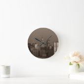 Sepia New York City Skyline Runde Wanduhr (Zuhause)