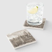 Sepia New York City Steinuntersetzer (Seitenansicht)