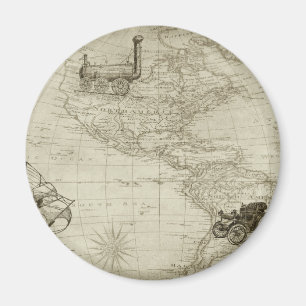 Sepia Old Antique Vintag United Staaten Karte Magnet