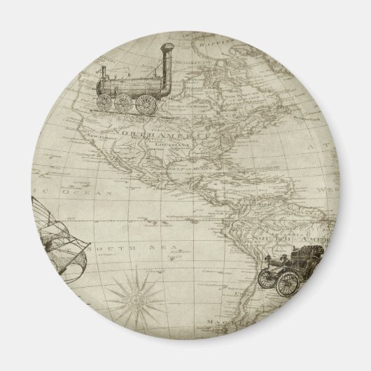 Sepia Old Antique Vintag United Staaten Karte Magnet (Vorne)