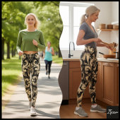 Sepia Ornamental Filigree Dark Mandala Pattern Leggings