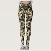 Sepia Ornamental Filigree Dark Mandala Pattern Leggings (Vorderseite)
