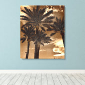 Sepia Palm Trees Leinwanddruck (Insitu (Holzboden))