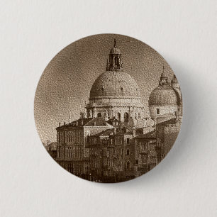 Sepia Paper Effect Venice Grand Canal Button