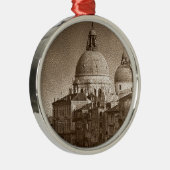 Sepia Paper Effect Venice Grand Canal Ornament Aus Metall (Rechts)