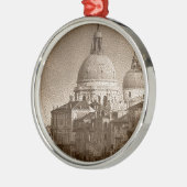Sepia Paper Effect Venice Grand Canal Ornament Aus Metall (Links)