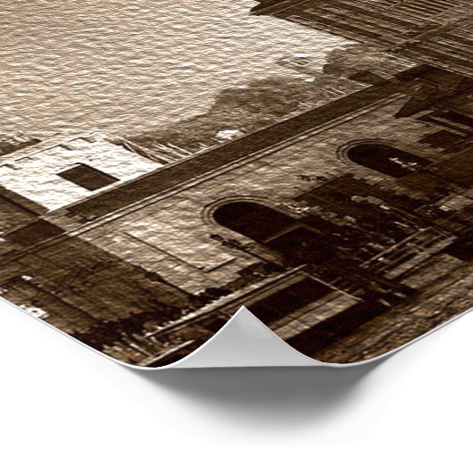 Sepia Paper Effect Venice Grand Canal Poster (Ecke)