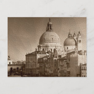 Sepia Paper Effect Venice Grand Canal Postkarte