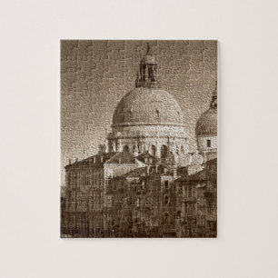 Sepia Paper Effect Venice Grand Canal Puzzle