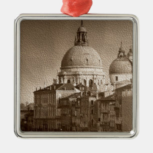 Sepia Paper Effect Venice Grand Canal Silbernes Ornament