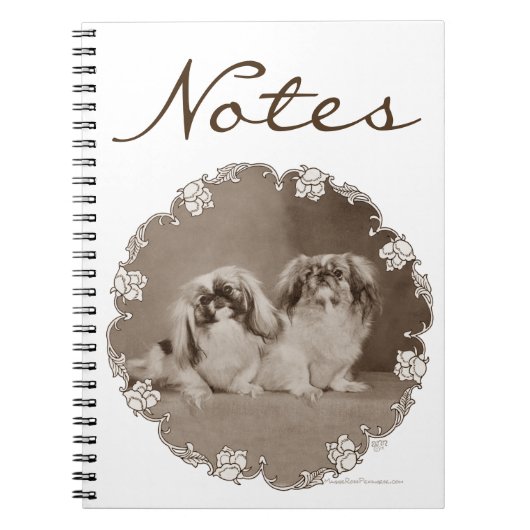 Sepia Pekingese Portrait Notizblock (Vorderseite)