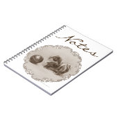 Sepia Pekingese Portrait Notizblock (Linke Seite)