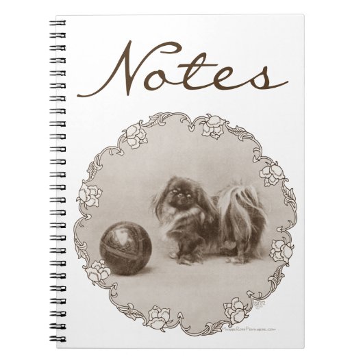 Sepia Pekingese Portrait Notizblock (Vorderseite)