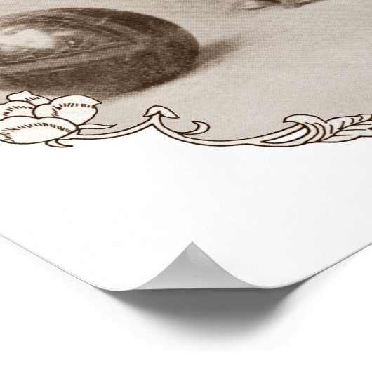 Sepia Pekingese Portrait Poster (Ecke)