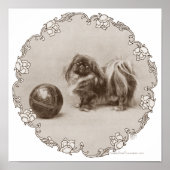 Sepia Pekingese Portrait Poster (Vorne)